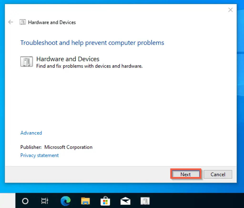 Fix USB Device Not Recognized That Keeps Popping Up In Windows 10 By Running Hardware And Devices Troubleshooter