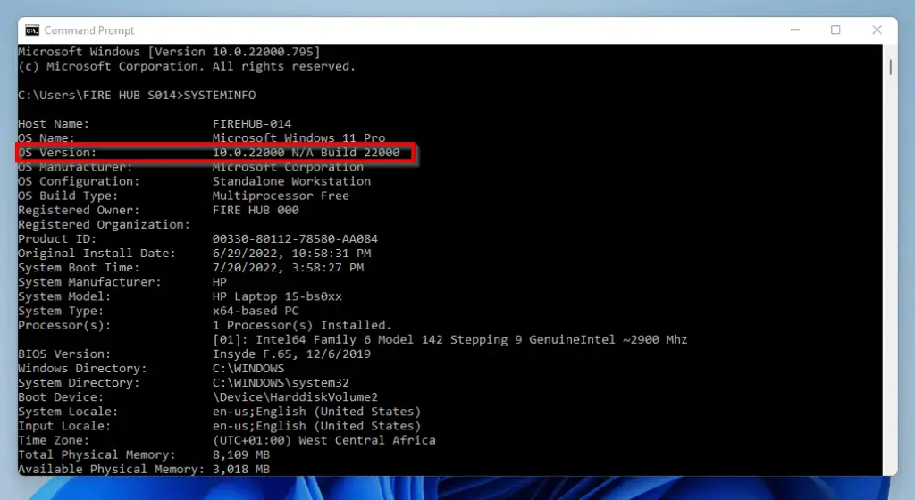 How To Check Windows 11 Version From Command Line [Method 3]