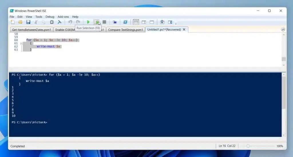 How To Use PowerShell For Loop To Display 1 To 10