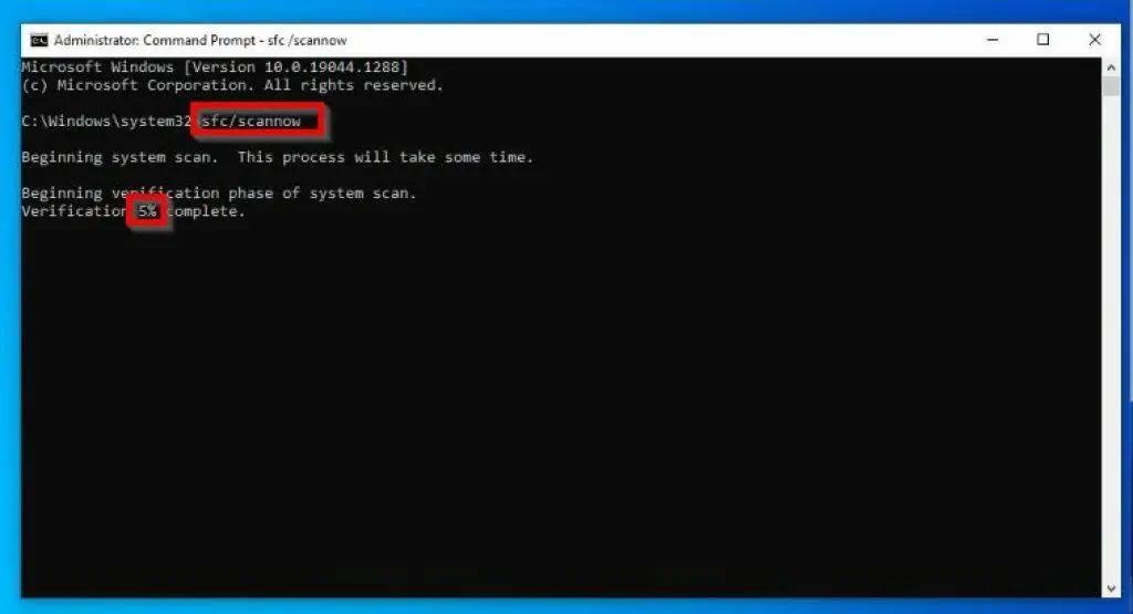 Fix "Server Execution Failed" Error In Windows 10 By Running The SFC Scan