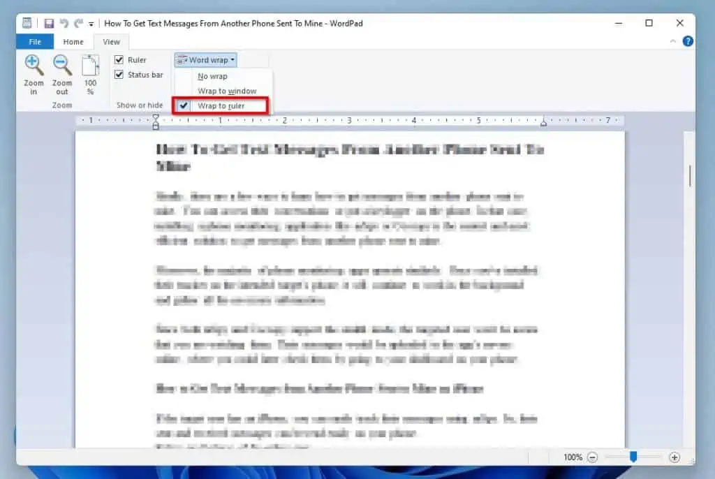 Help With WordPad In Windows 11 Working With WordPad “View” Tab