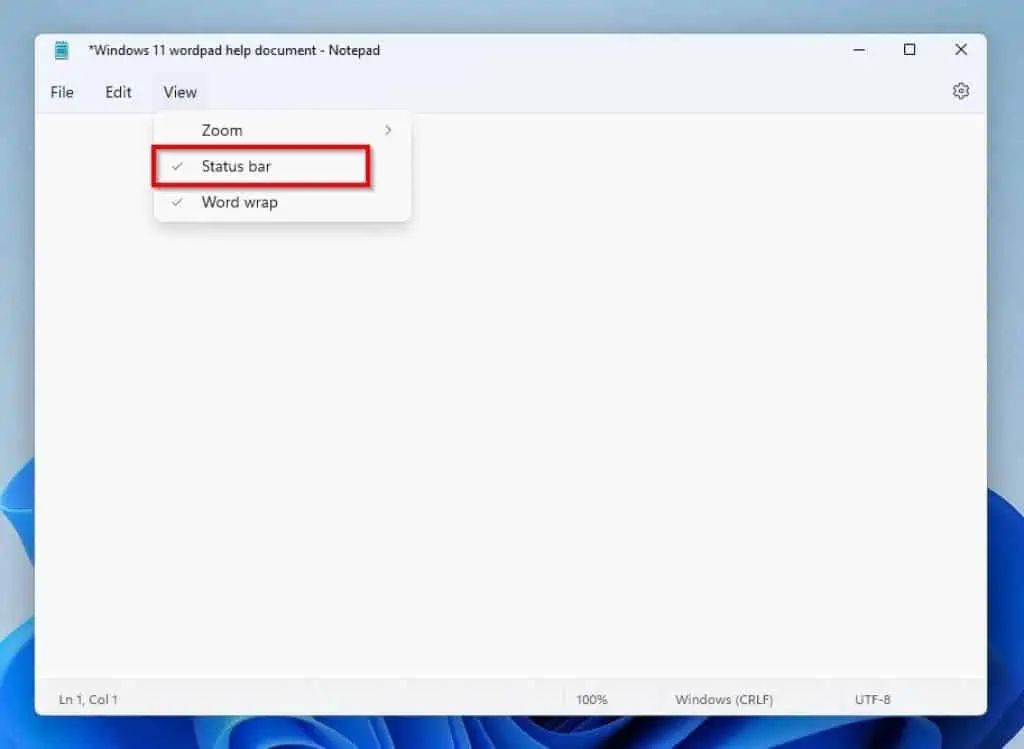 Get Help With Notepad In Windows 11: How To Add/Remove Status Bar, Zoom In, Or Zoom Out