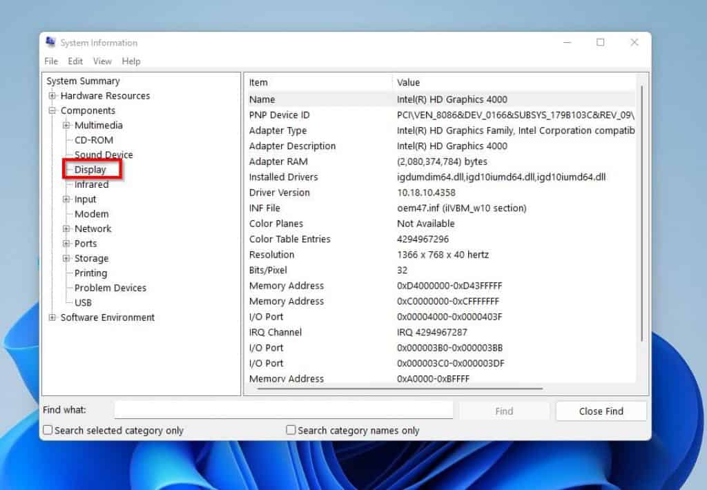 Check Graphics Card In Windows 11 From System Information