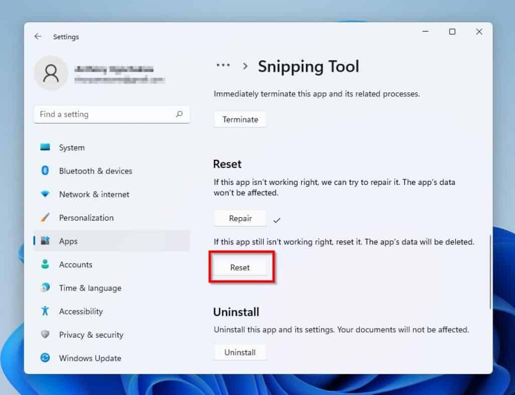 Fix Snipping Tool If It's Not Working In Windows 11 By Repairing Or Resetting Snipping Tool