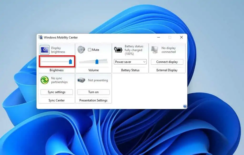 Change Brightness In Windows 11 Through Windows Mobility Center