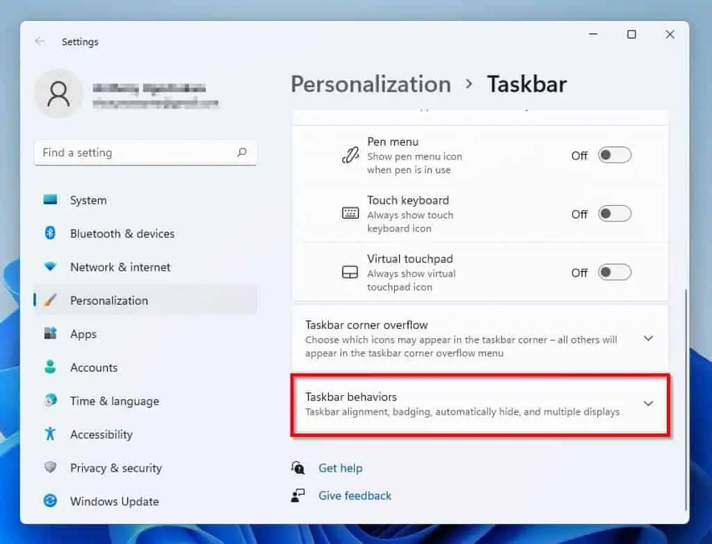 Hide Taskbar In Windows 11 Via Settings