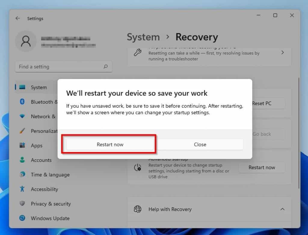 Access BIOS In Windows 11 Via Settings