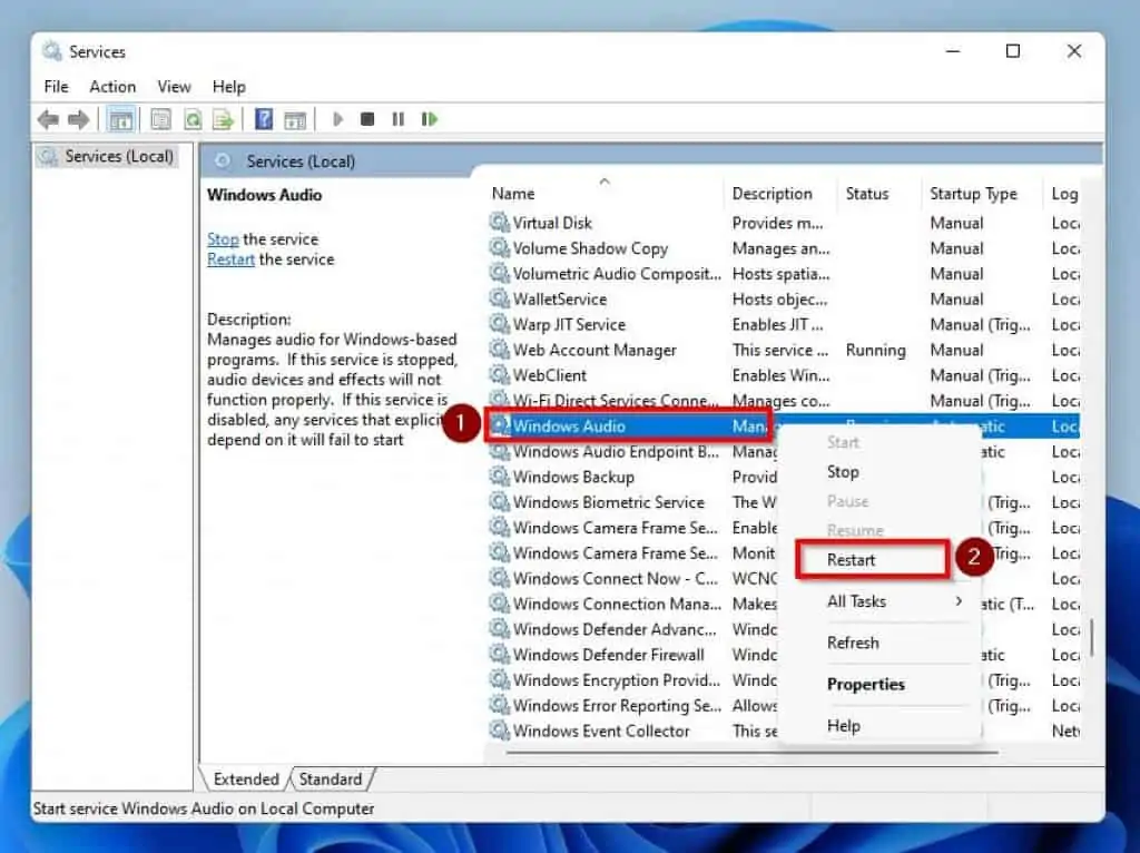 Fix Windows 11 If Sound Is Not Working By Restarting Windows Audio Service
