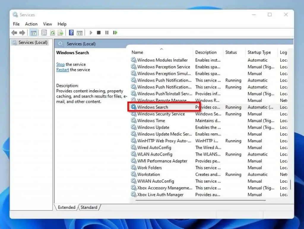 Fix Windows 11 If Search Bar Is Not Working By Restarting The Windows Search Service