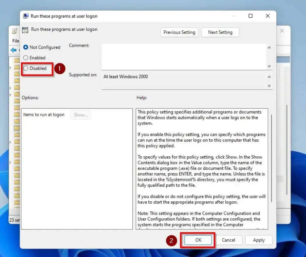 Disable All Startup Programs In Windows 11 Through Local Group Policy Editor