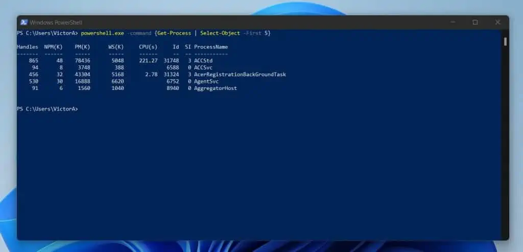 PowerShell.exe OutputFormat command line argument