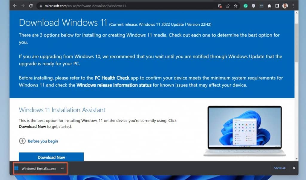 How To Manually Download And Install Windows 11 22H2 With Windows 11 Installation Assistant