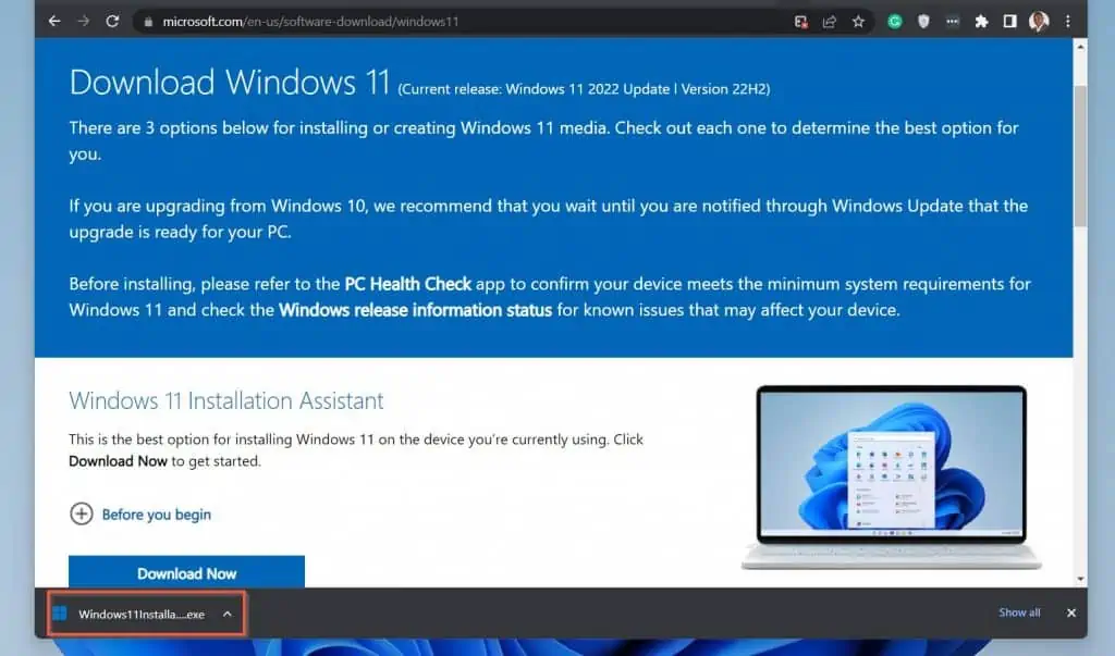 How To Manually Download And Install Windows 11 22H2 With Windows 11 Installation Assistant