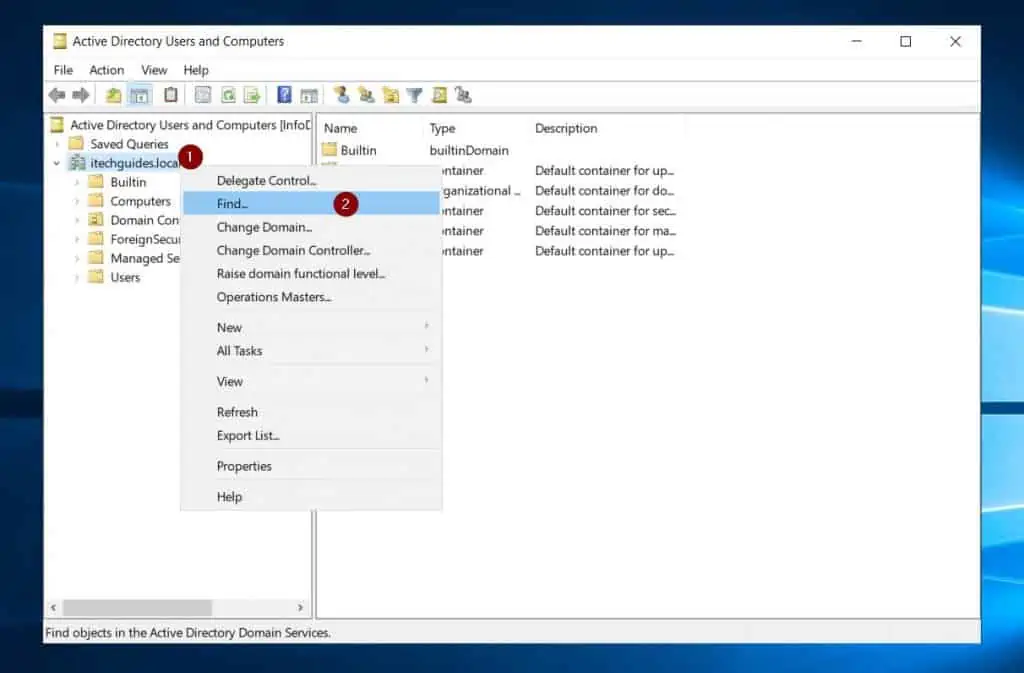 Active Directory Users And Computers Has A Search Functionality