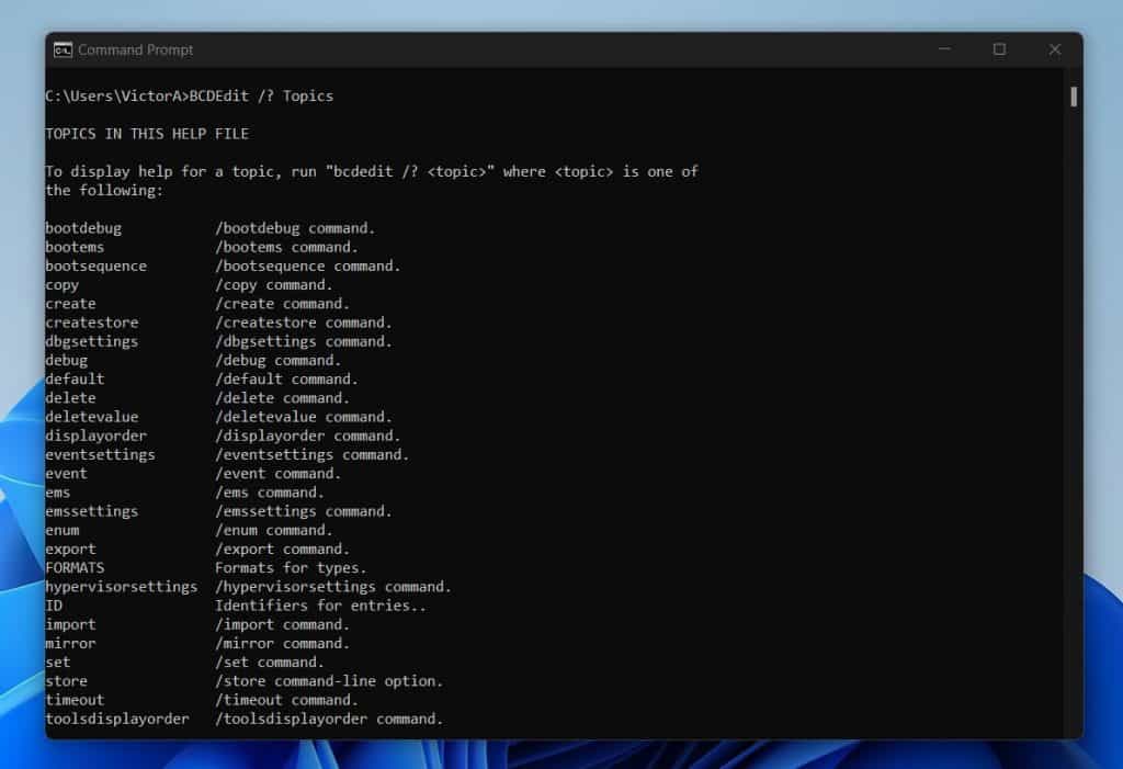 BCEDit Command-line Options And Their Arguments
