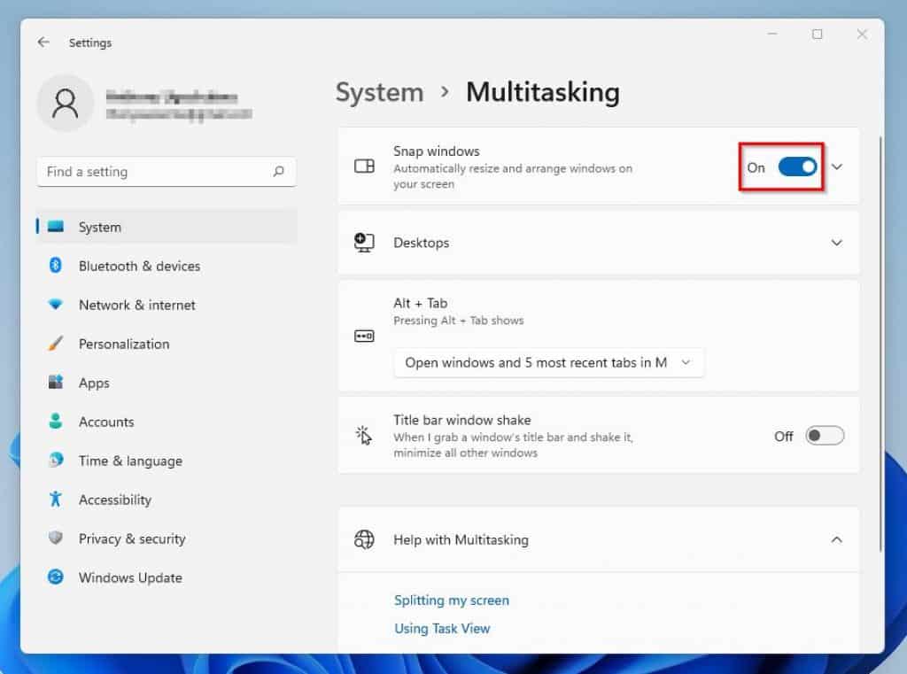 Enable Or Disable Snap Layouts In Windows 11 Through Settings
