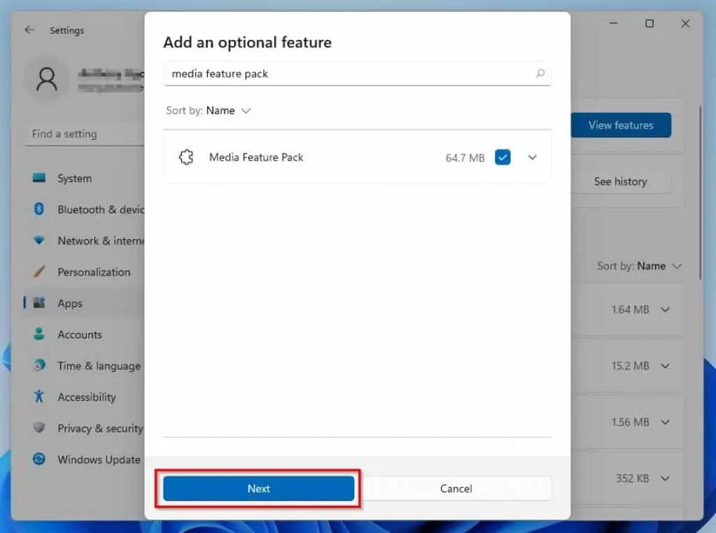 Install Media Feature Pack In Windows 11 Through Settings 