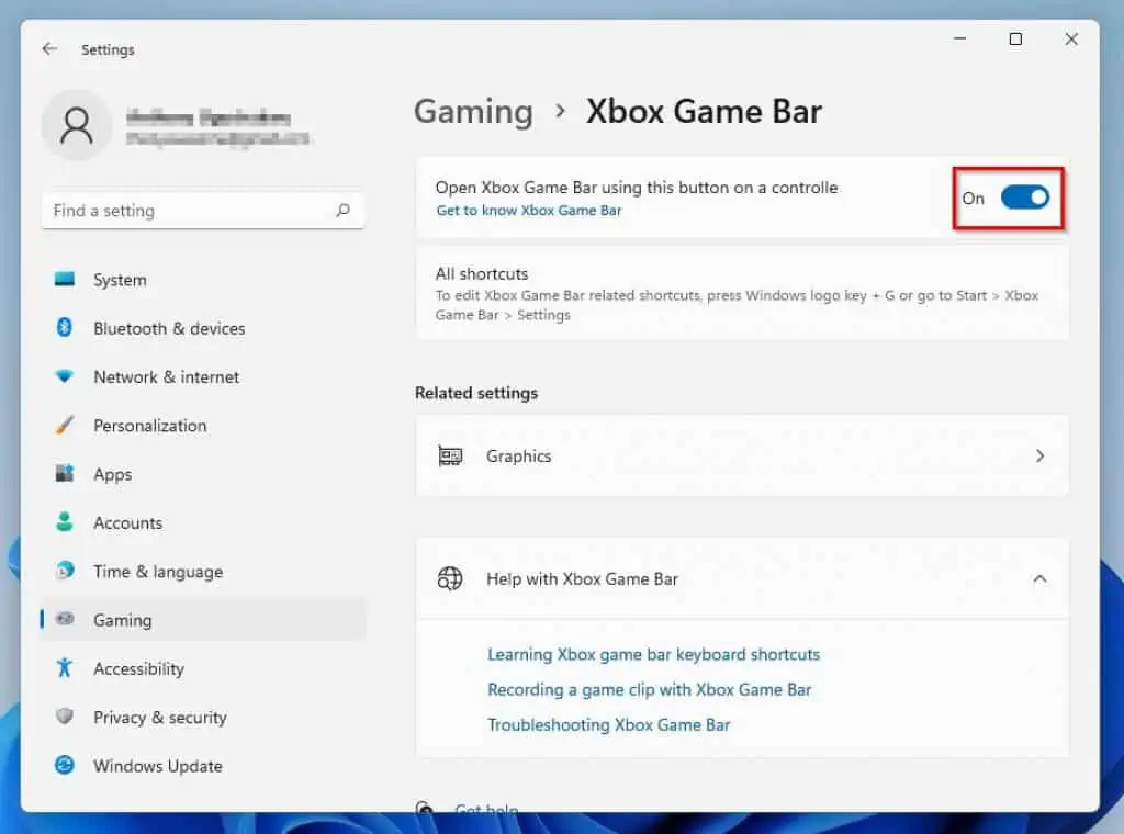 Disable Xbox Game Bar In Windows 11 Via Settings