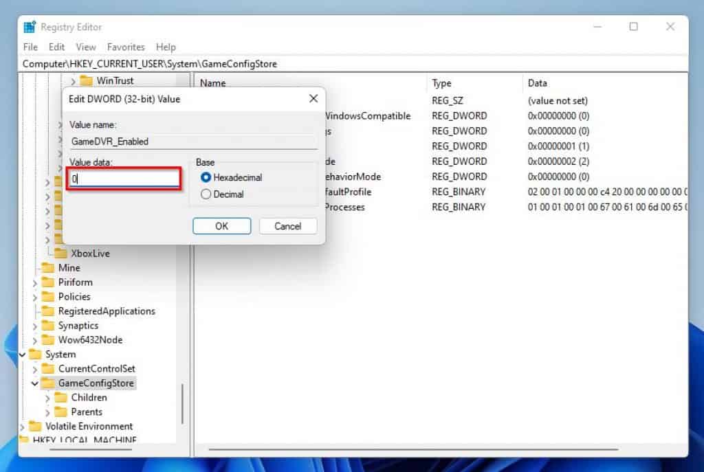 Disable Xbox Game Bar In Windows 11 Through Registry Editor