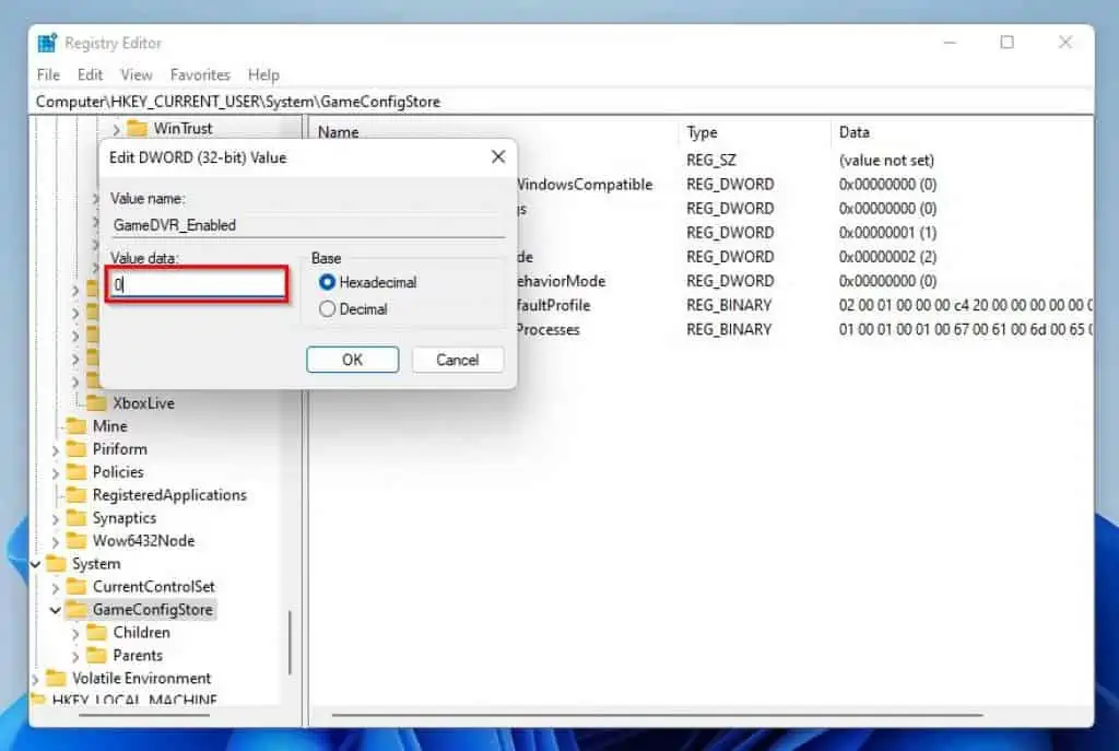 Disable Xbox Game Bar In Windows 11 Through Registry Editor