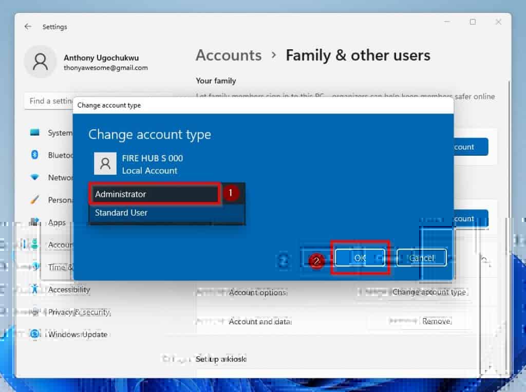 Change Administrator In Windows 11 Through Settings