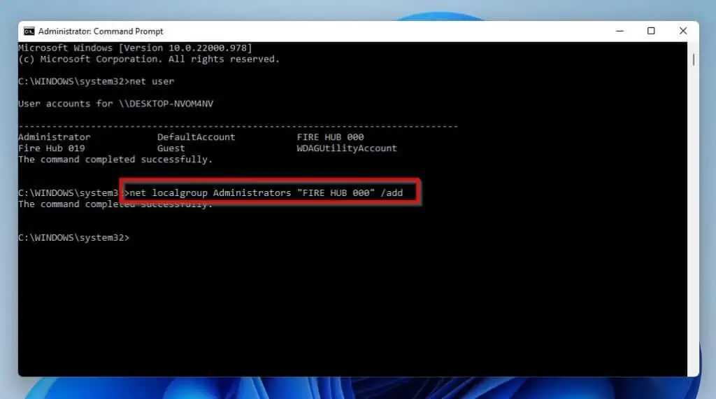 Change Administrator In Windows 11 Using Command Prompt