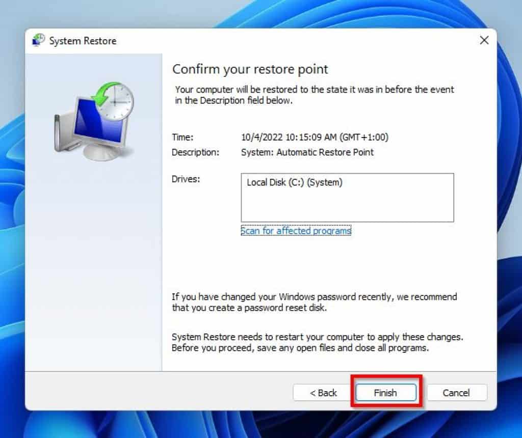 Repair Windows 11 By Performing System Restore