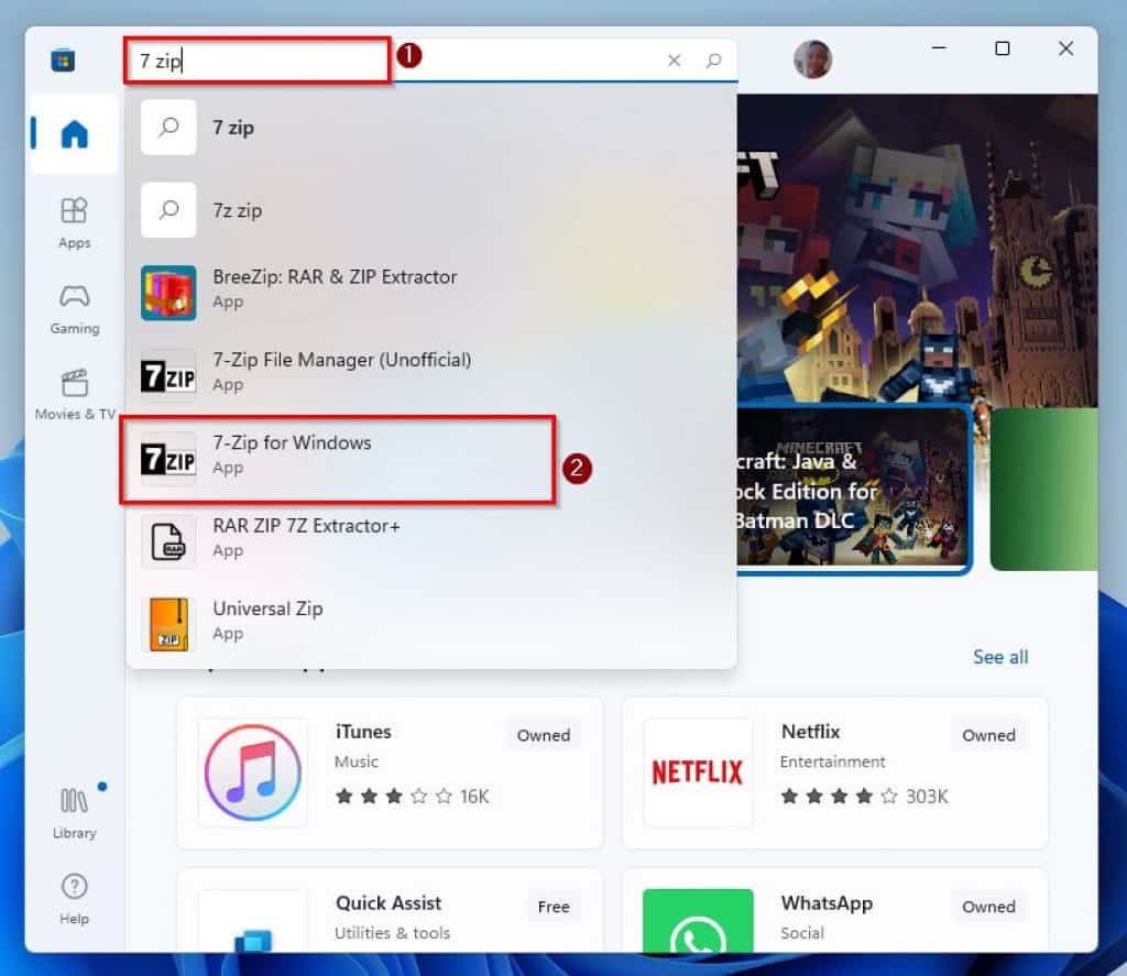 Download 7-Zip In Windows 11 Through Microsoft Store