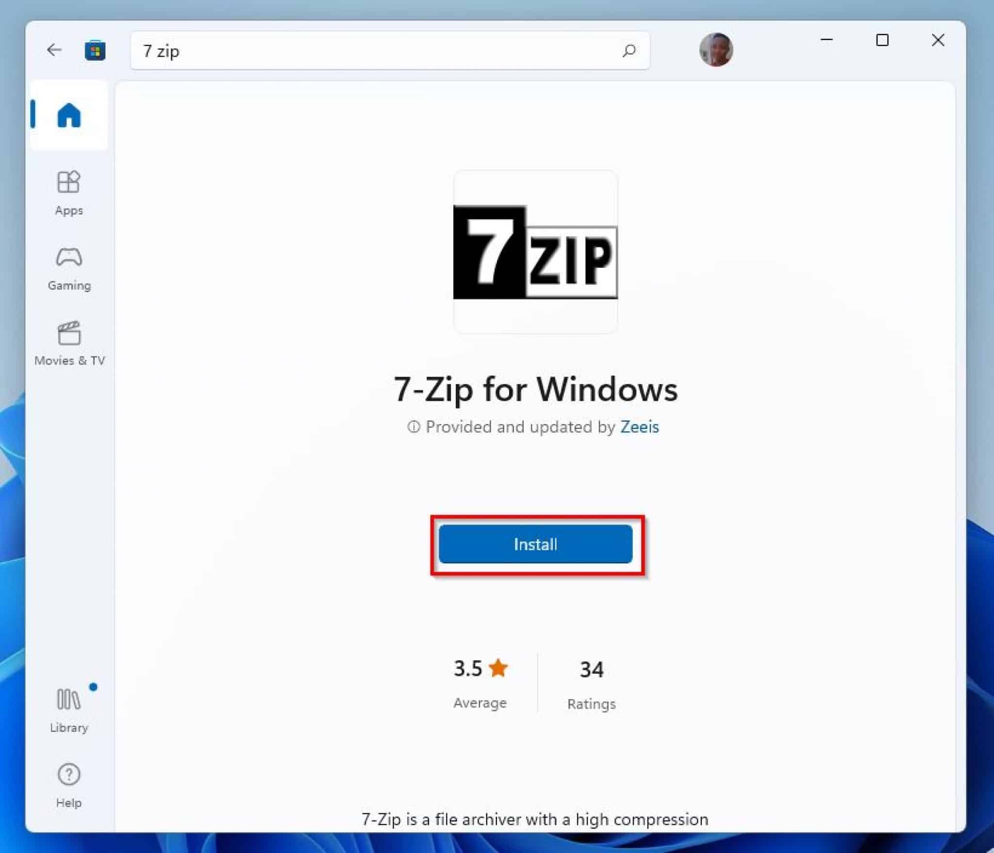 is 7 zip download copyright