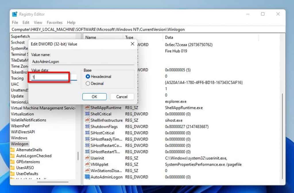 Enable Auto Login In Windows 11 Via Registry Editor