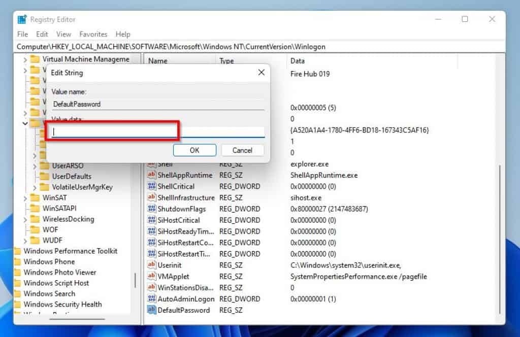 Enable Auto Login In Windows 11 Via Registry Editor
