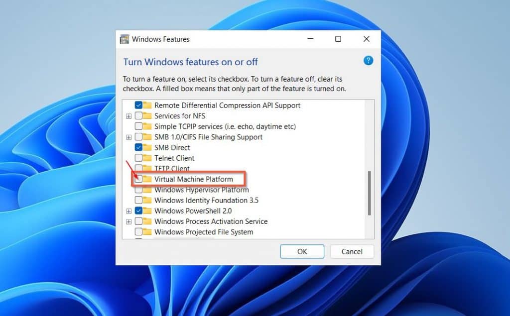 How To Install Ubuntu In Windows 11 With WSL2 - Install The "Virtual Machine Platform" Windows Optional Feature