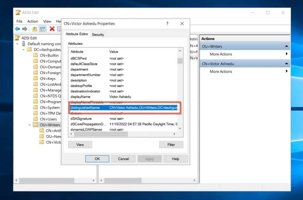 How To View Distinguished Name (DN) In Active Directory With ADSI Edit