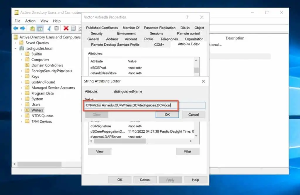 How To View Distinguished Name (DN) In Active Directory With Active Directory Users And Computers (ADUC)