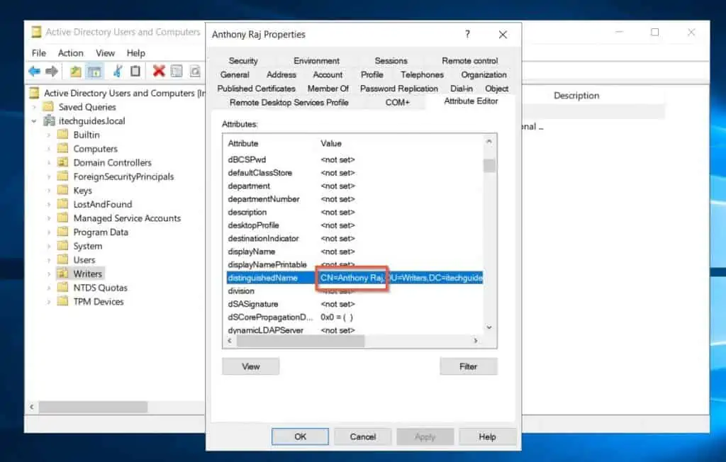 How To View CN (canonicalName vs commonName) In Active Directory With Active Directory Users And Computers (ADUC)