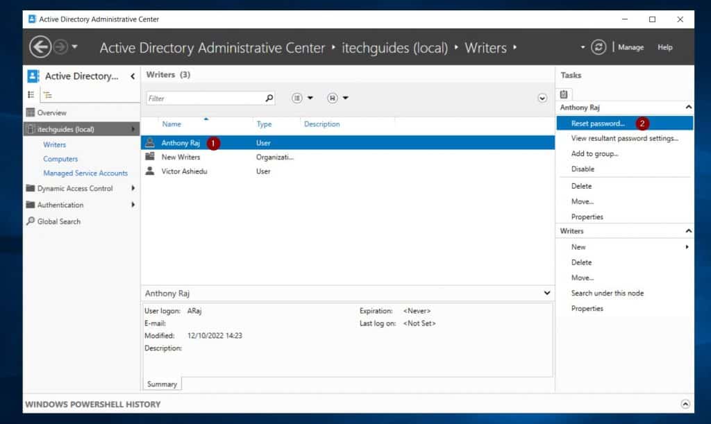 Reset User Active Directory Password With Active Directory Administrative Center