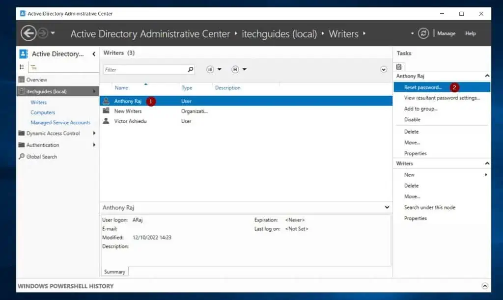 Reset User Active Directory Password With Active Directory Administrative Center