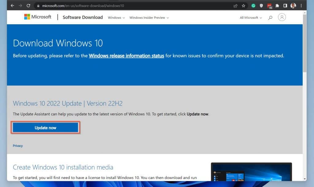 Download And Install Windows 10 22H2 Update Manually With Windows Update Assistant