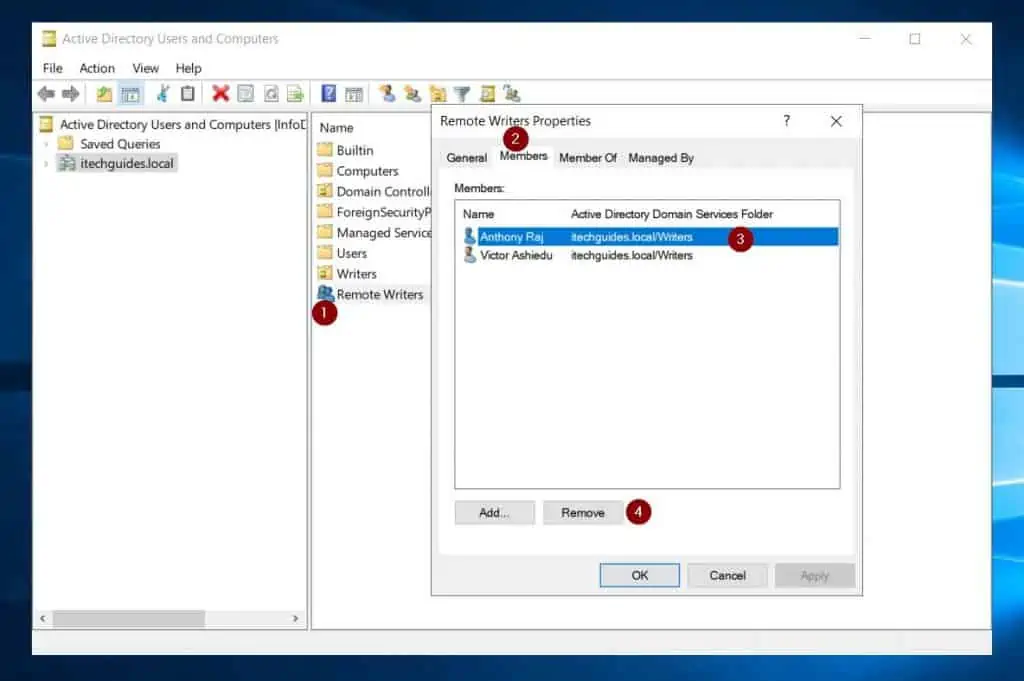 How To Remove An AD (Active Directory) Group Member With Active Directory Users and Computers