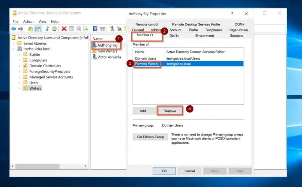 How To Remove An AD (Active Directory) Group Member With Active Directory Users and Computers