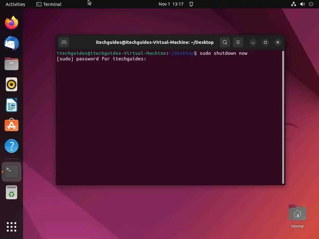 Shut Down Ubuntu Via Terminal