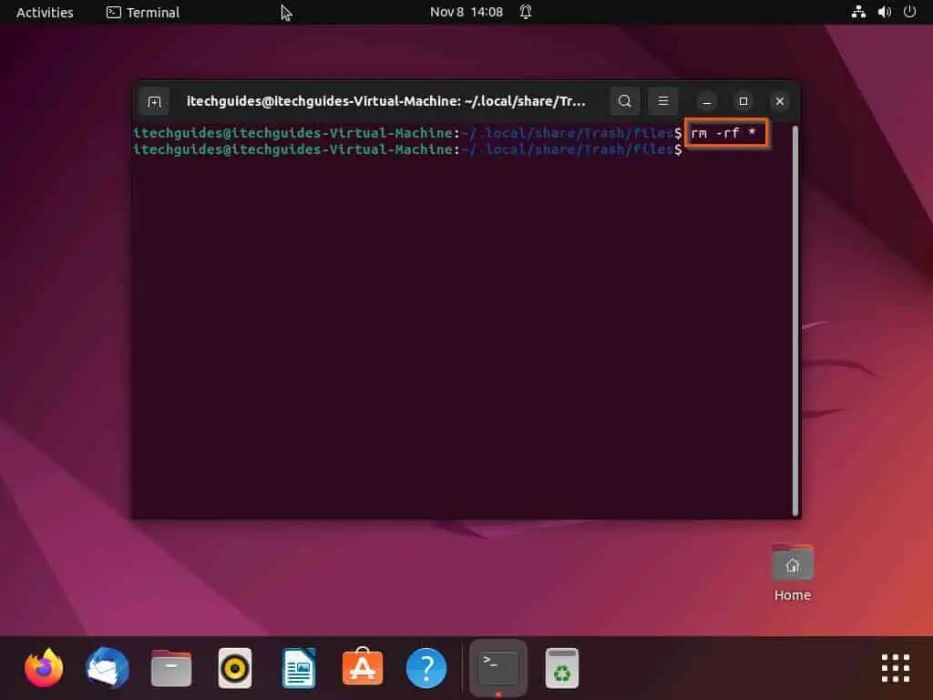 Empty Trash In Ubuntu Via Terminal 