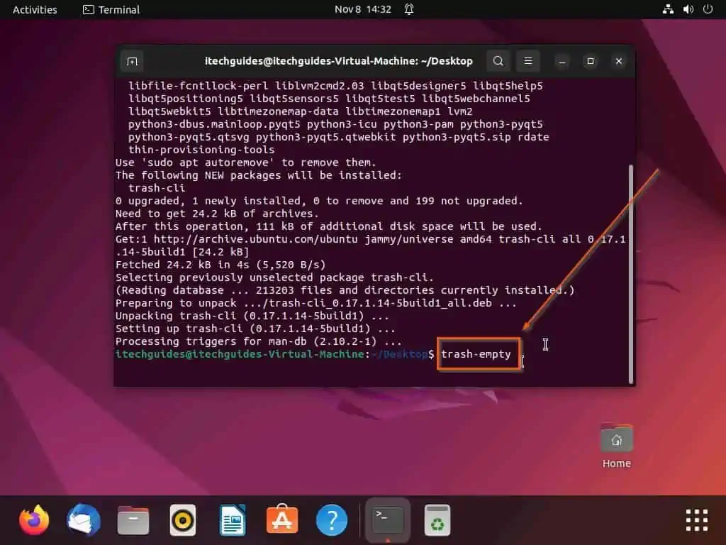 Empty Trash In Ubuntu Via Terminal 