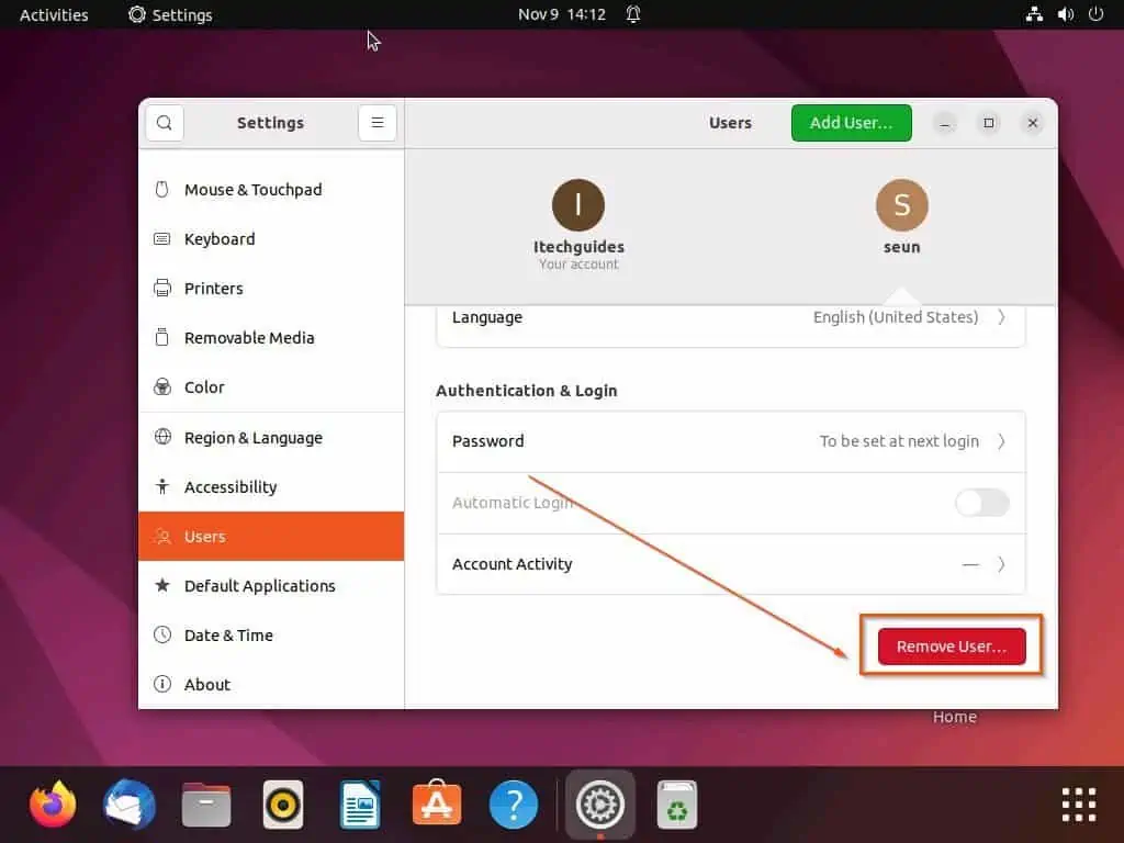 Delete A User In Linux Through The GUI