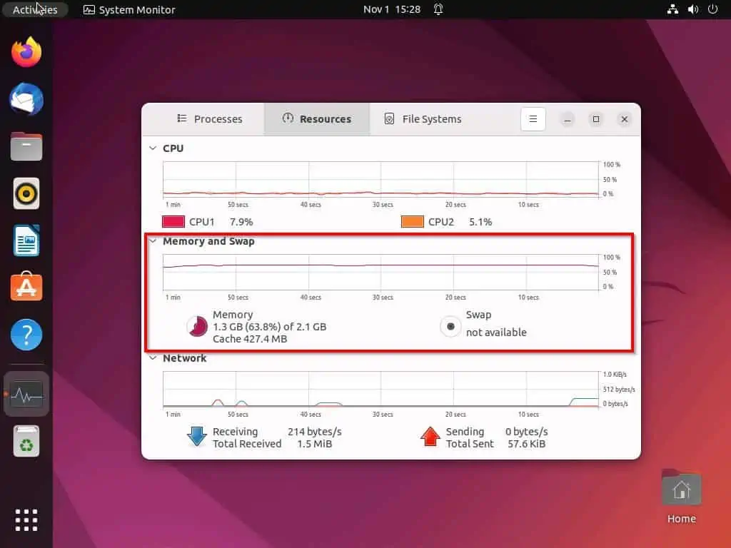 Check Memory In Linux Through System Monitor 