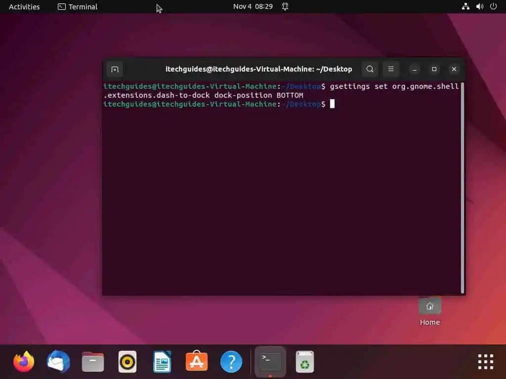 Move Taskbar To Bottom In Ubuntu Via Terminal