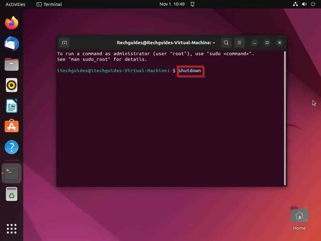 Shut Down Ubuntu Via Terminal