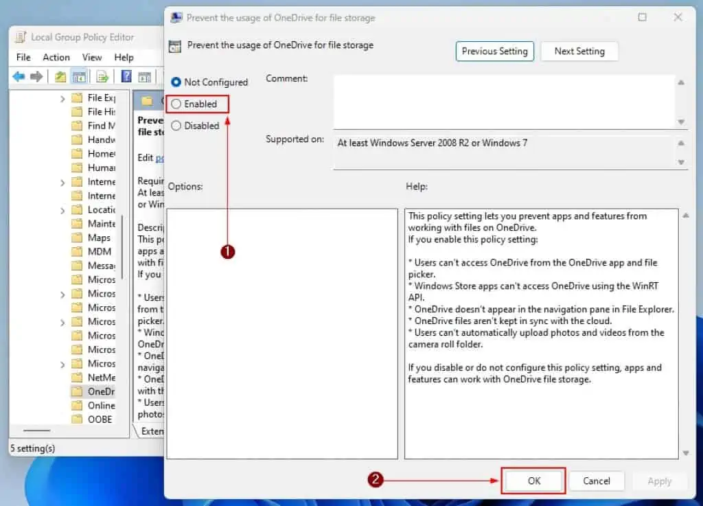 Disable Onedrive In Windows 11 Through The Group Policy Editor