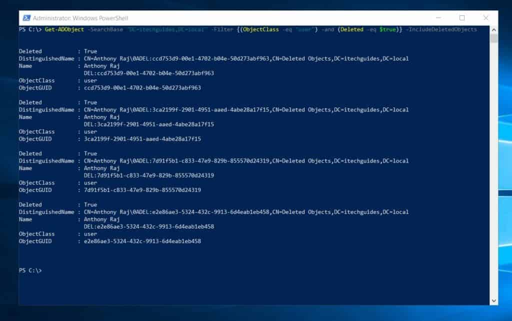 How To Find Deleted Objects In Active Directory With The Get-ADObject PowerShell Command
