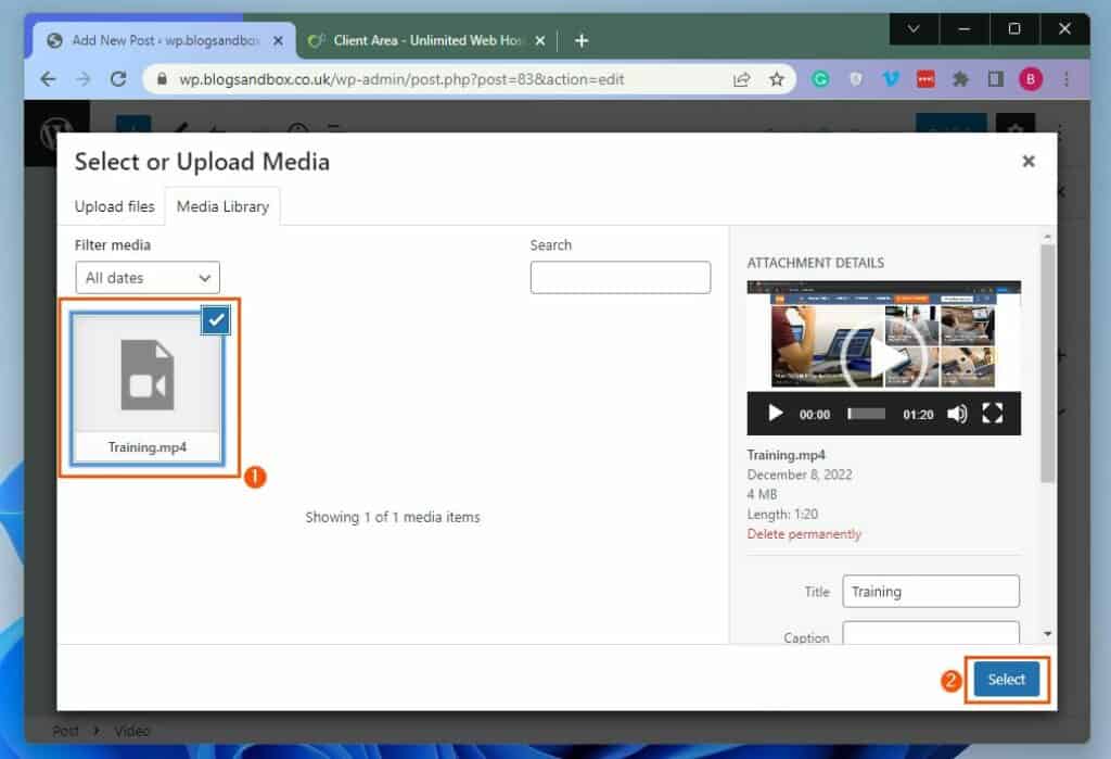 Embed A Video On WordPress Via WordPress Media Library